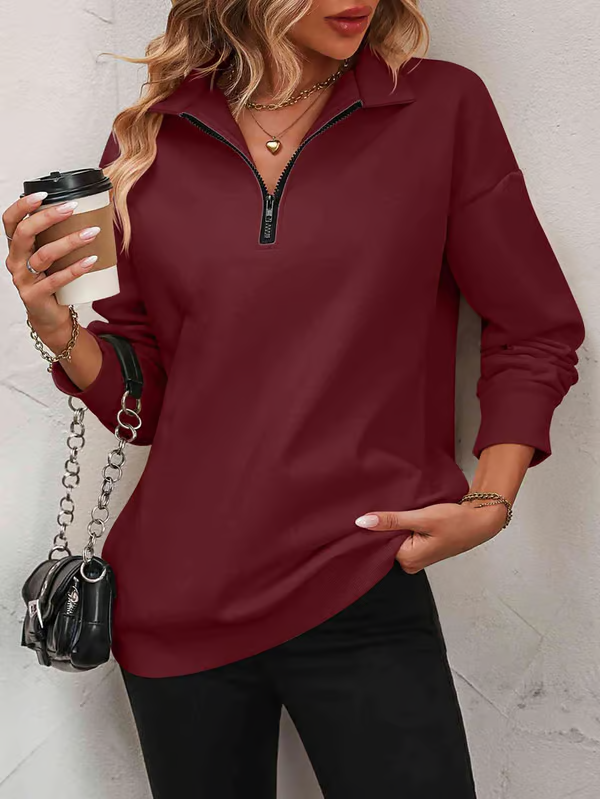 NATALIE™ Sweatshirt | Zip-Up Dropped Shoulder Sweatshirt