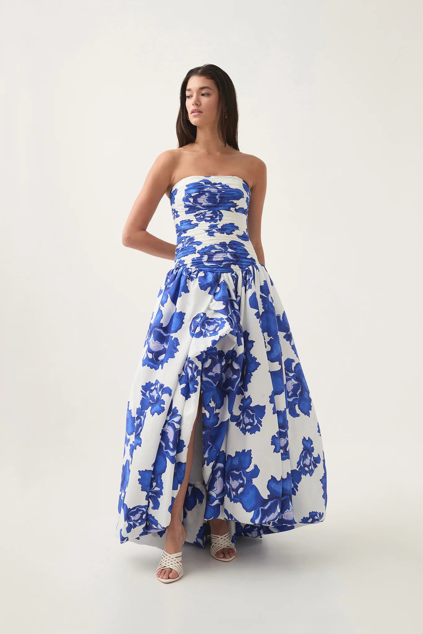 THALIA™ Dress | Strapless Floral Print Maxi Dress