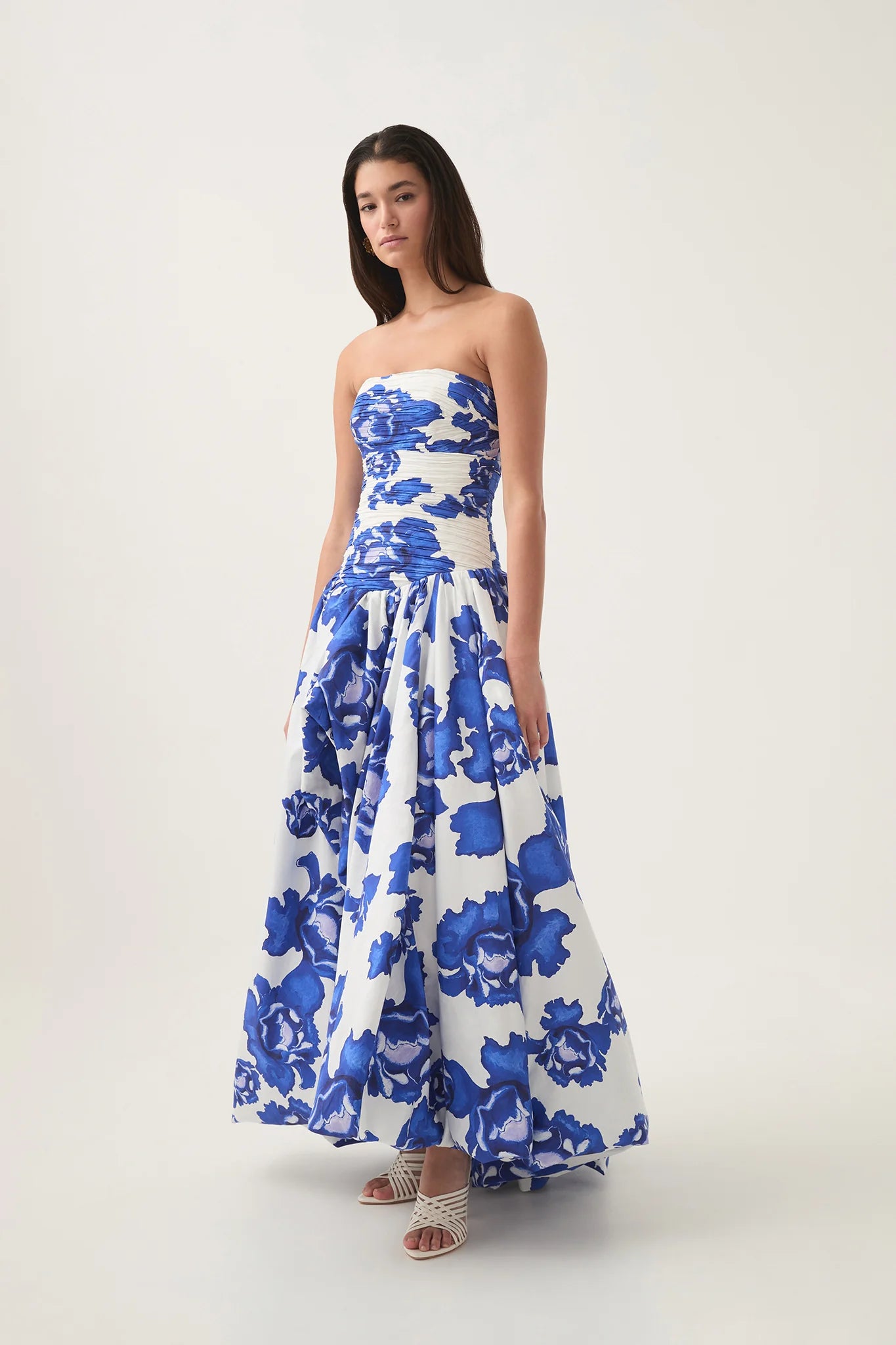 THALIA™ Dress | Strapless Floral Print Maxi Dress