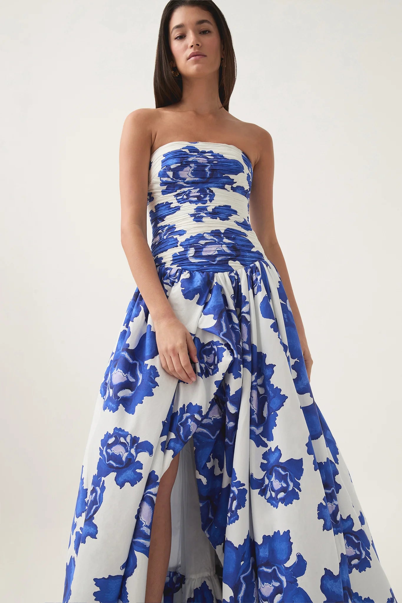 THALIA™ Dress | Strapless Floral Print Maxi Dress