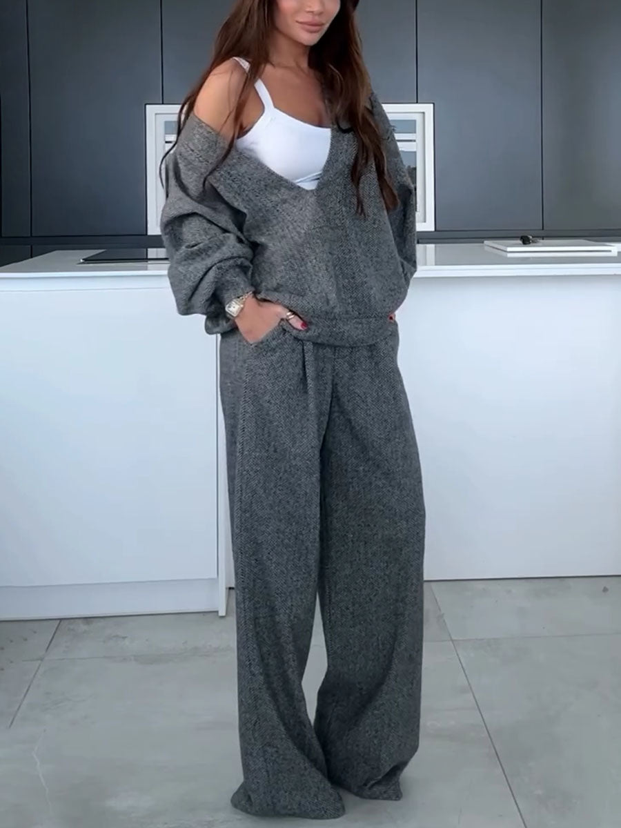 NAOMI™ Set | Autumn & Winter V-Neck Casual Two-Piece Set