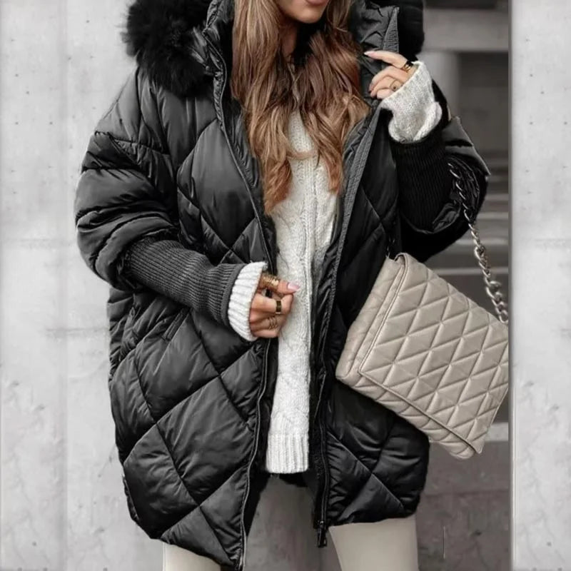 ZAFIRA™ Jacket | Knit Sleeve Puffer Jacket With Hood