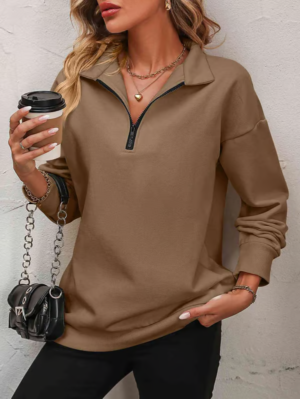 NATALIE™ Sweatshirt | Zip-Up Dropped Shoulder Sweatshirt