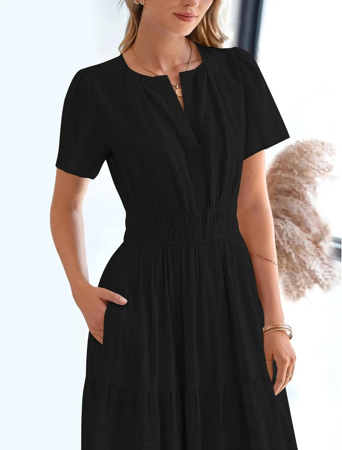 JOVIE™ Dress | Short Sleeved V-Neck Casual Maxi Dress