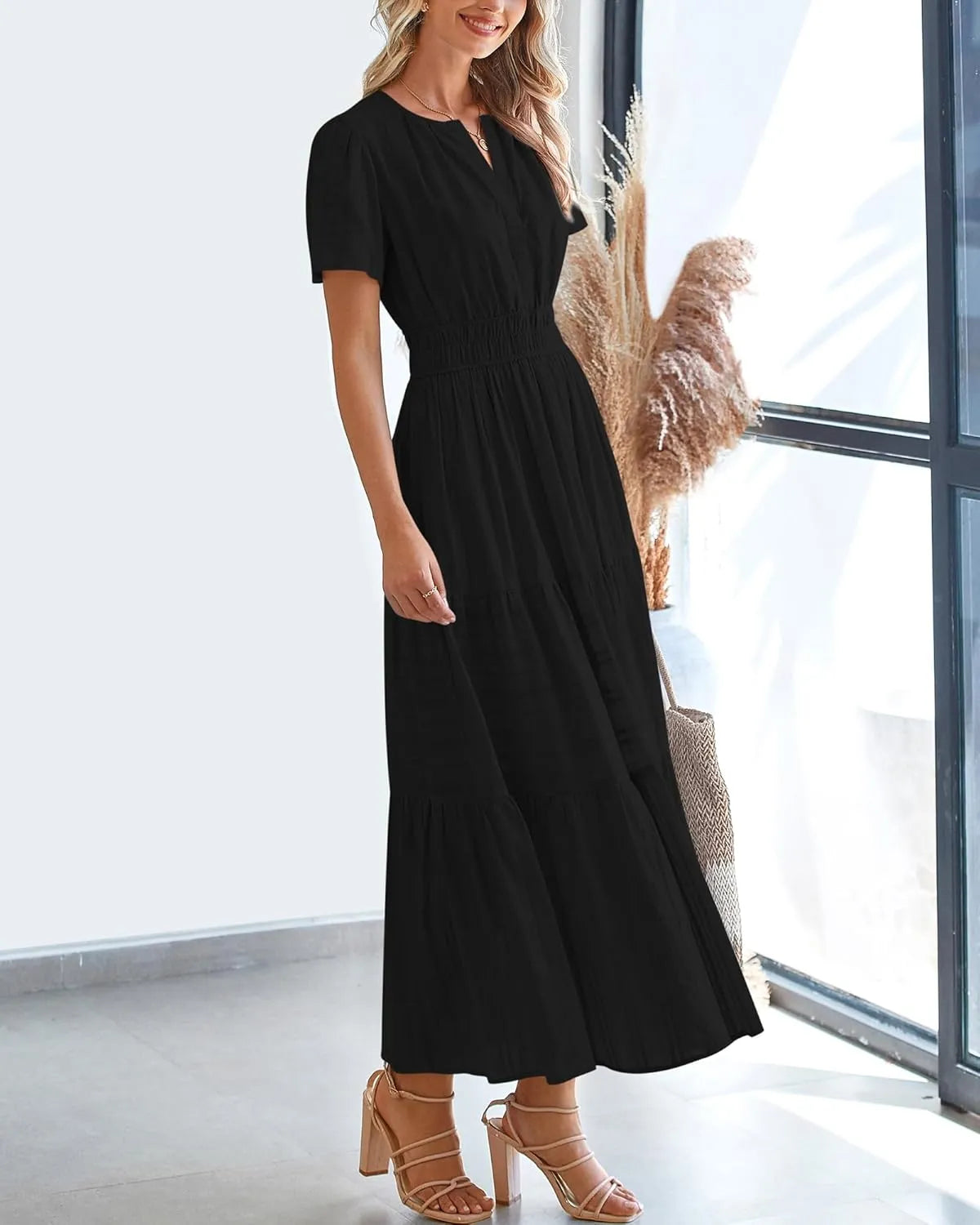 JOVIE™ Dress | Short Sleeved V-Neck Casual Maxi Dress