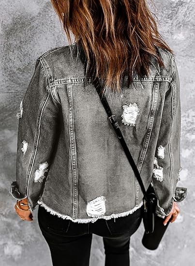 DAKOTA™ Denim Jacket | Distressed Cropped Denim Jacket