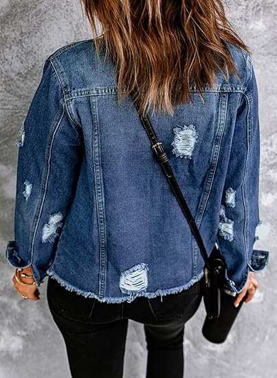 DAKOTA™ Denim Jacket | Distressed Cropped Denim Jacket