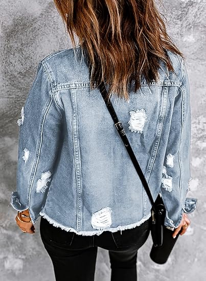 DAKOTA™ Denim Jacket | Distressed Cropped Denim Jacket