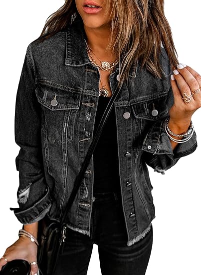 DAKOTA™ Denim Jacket | Distressed Cropped Denim Jacket