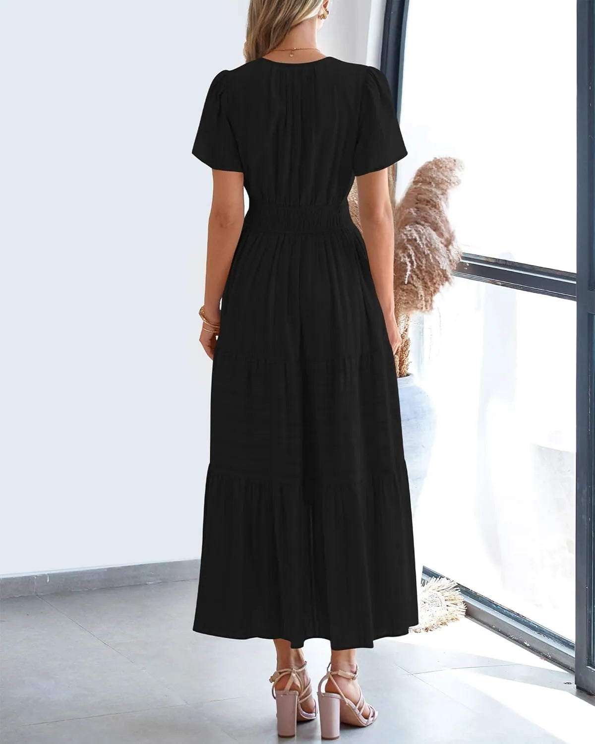 JOVIE™ Dress | Short Sleeved V-Neck Casual Maxi Dress