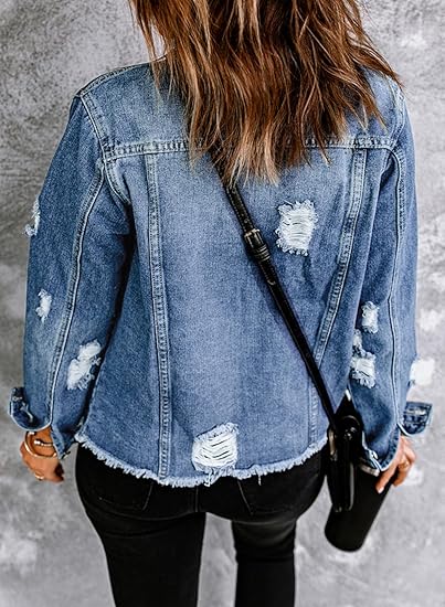 DAKOTA™ Denim Jacket | Distressed Cropped Denim Jacket