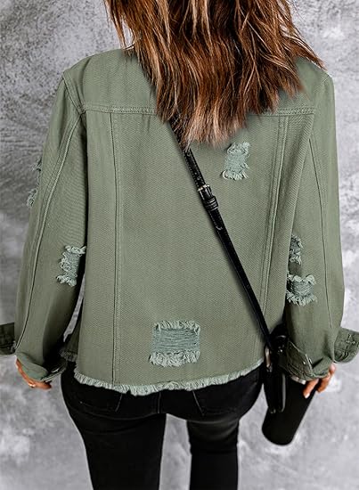 DAKOTA™ Denim Jacket | Distressed Cropped Denim Jacket