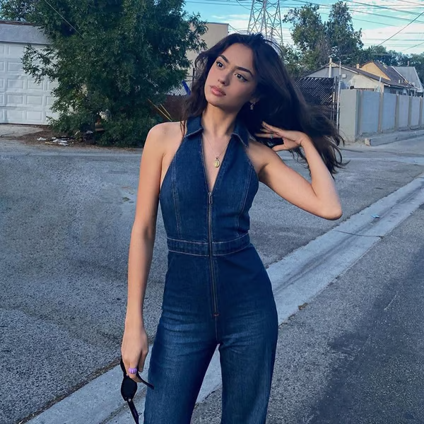 VALENCIA™ Jumpsuit | Backless Heart Cutout Denim Jumpsuit