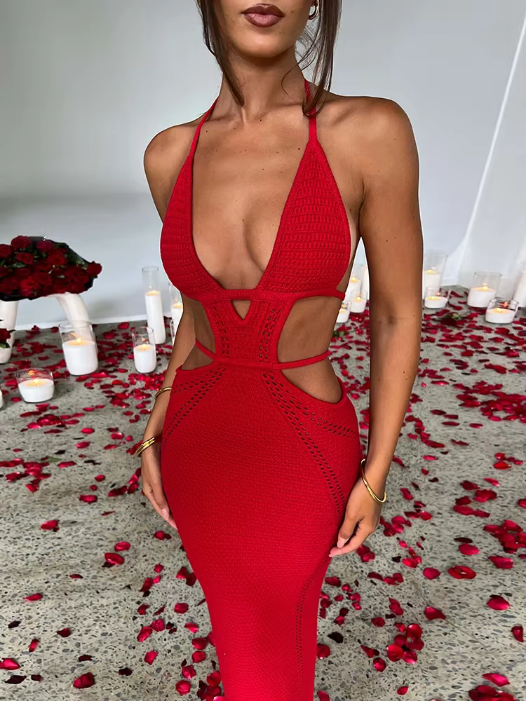 RIVANA™ Dress | Bodycon Knitted Lace-Up Maxi Dress