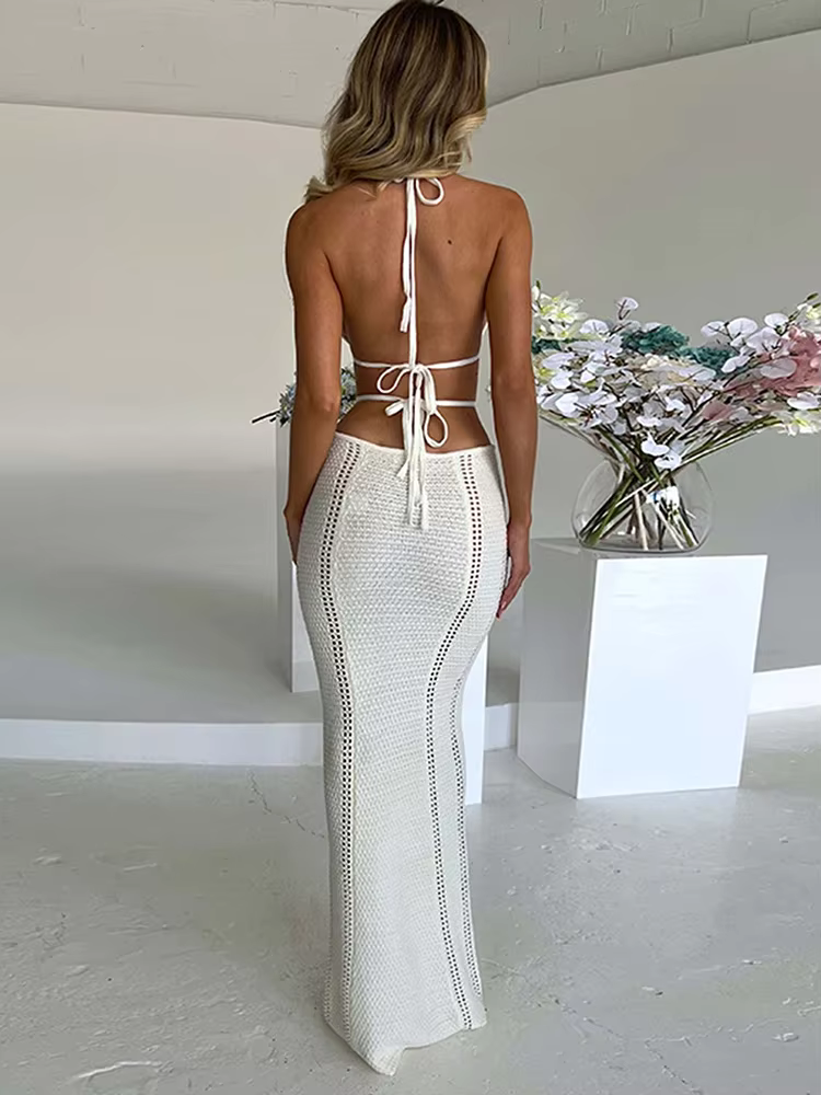 RIVANA™ Dress | Bodycon Knitted Lace-Up Maxi Dress