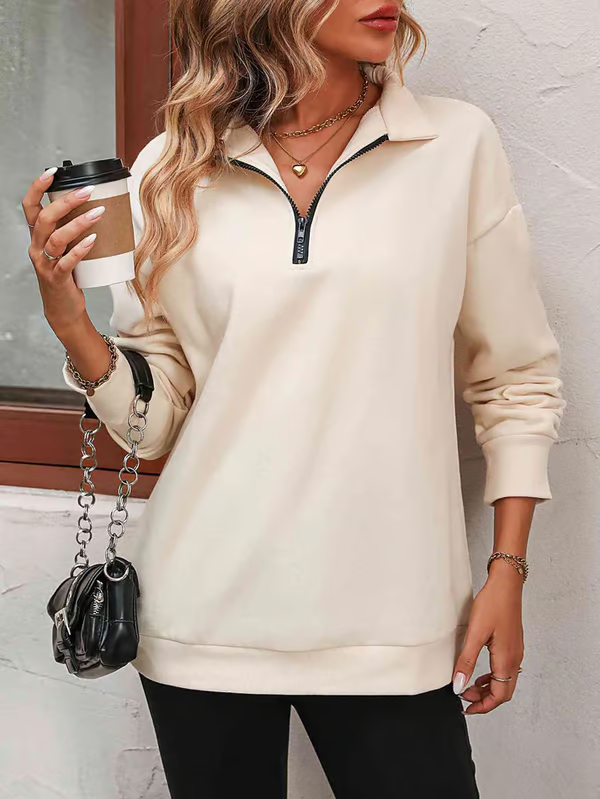 NATALIE™ Sweatshirt | Zip-Up Dropped Shoulder Sweatshirt