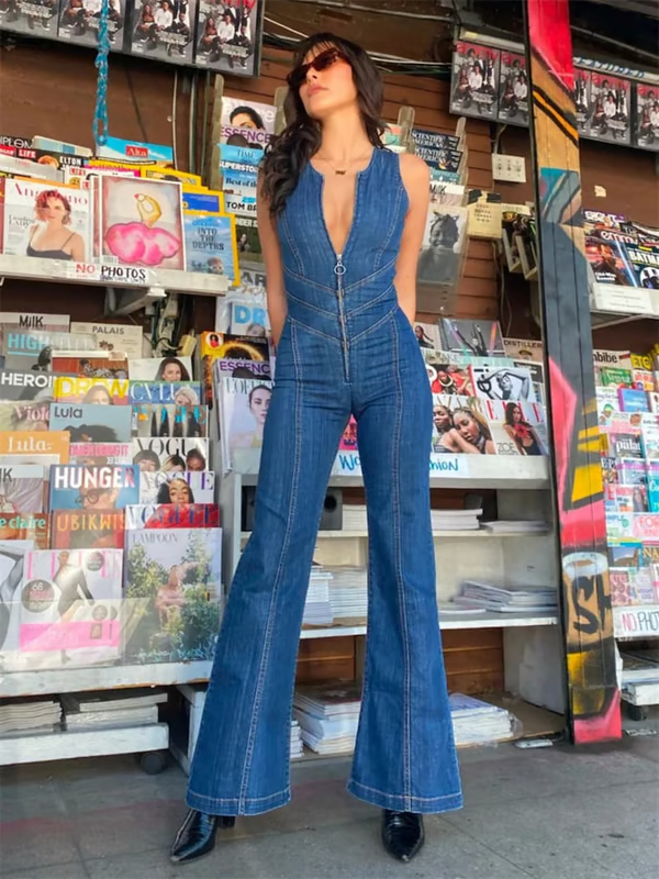 VALENCIA™ Jumpsuit | Backless Heart Cutout Denim Jumpsuit