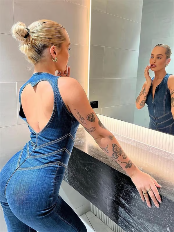 VALENCIA™ Jumpsuit | Backless Heart Cutout Denim Jumpsuit