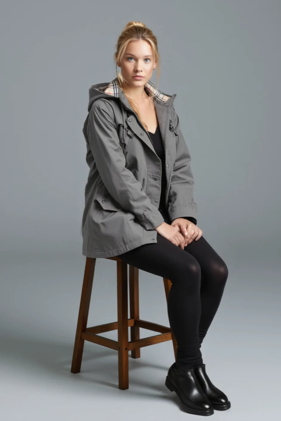 ELVESSA™ Jacket | Waist Cinching Plaid Rain Jacket