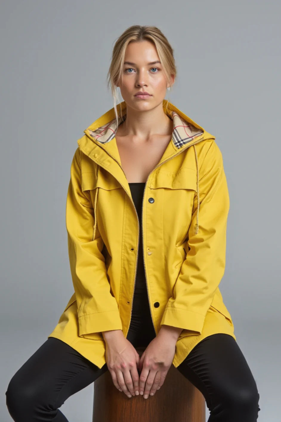 ELVESSA™ Jacket | Waist Cinching Plaid Rain Jacket
