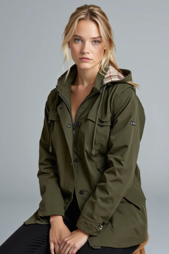 ELVESSA™ Jacket | Waist Cinching Plaid Rain Jacket