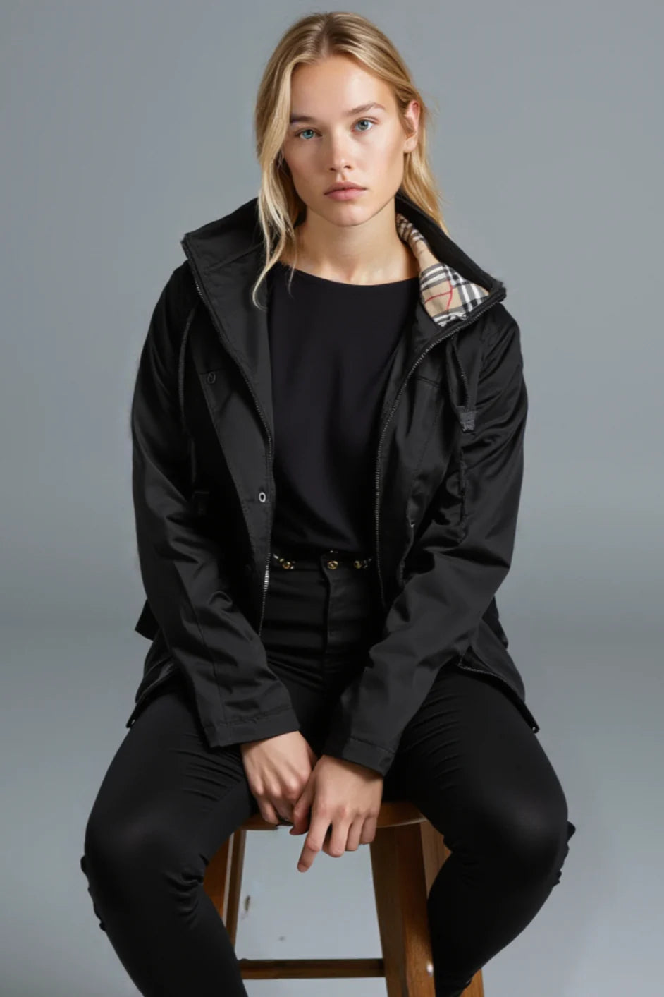 ELVESSA™ Jacket | Waist Cinching Plaid Rain Jacket
