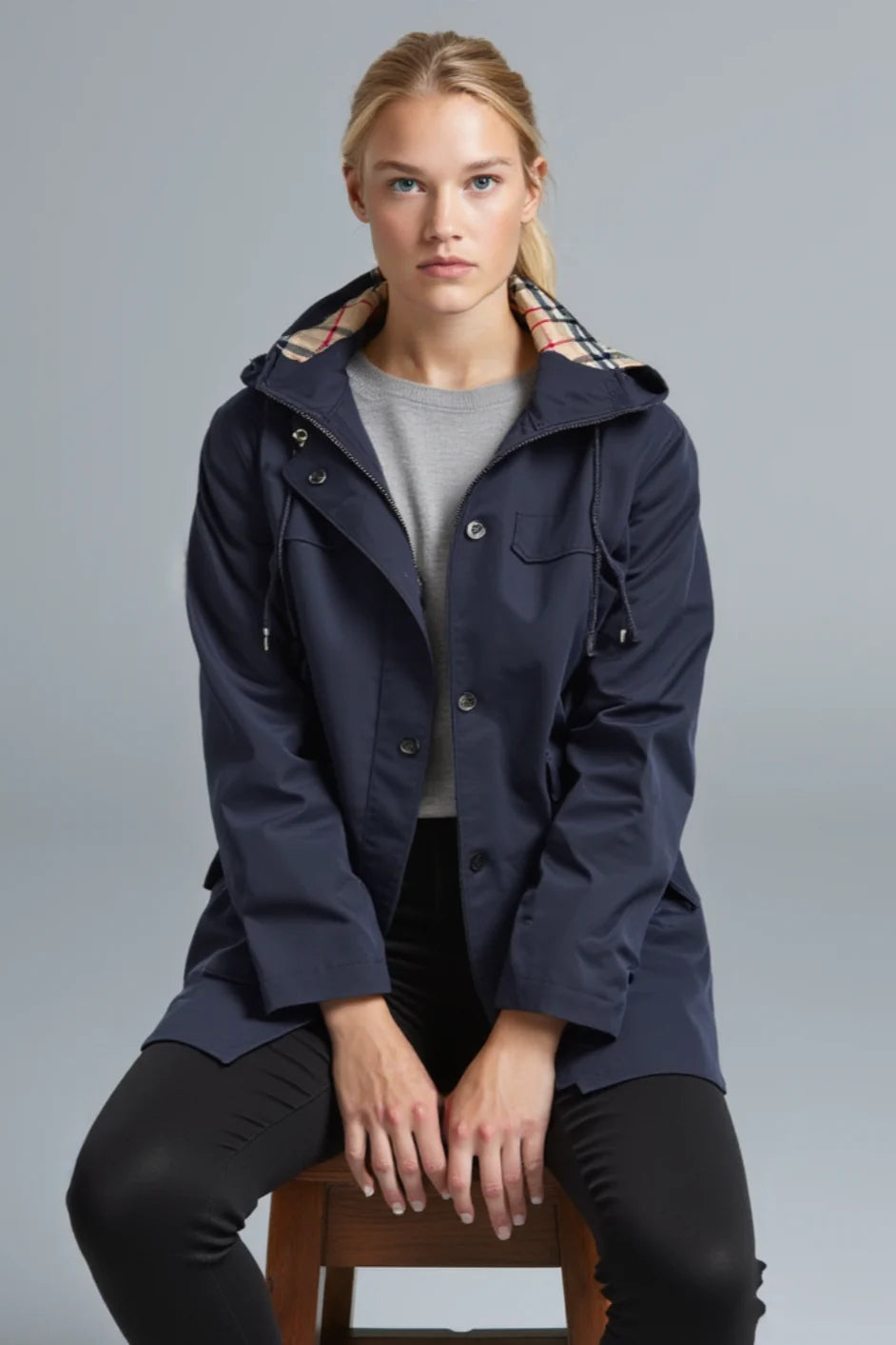 ELVESSA™ Jacket | Waist Cinching Plaid Rain Jacket