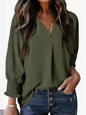 ARIA™ Top | Women's 3/4 Sleeve V-Neck Top Oversized | 50% OFF