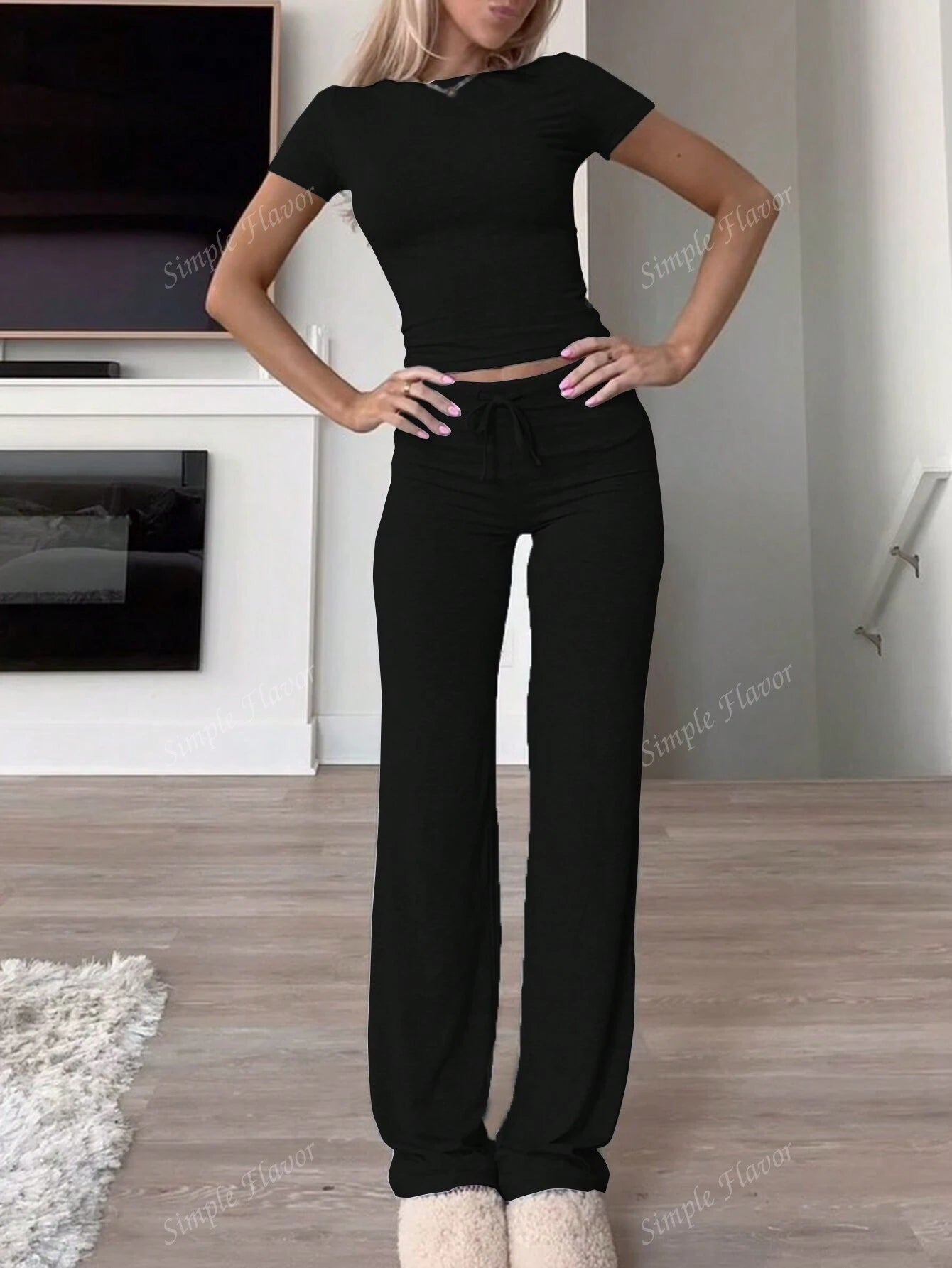 KAELIS™ Set | Soft Stretch 2-Piece T-Shirt & Pants Set