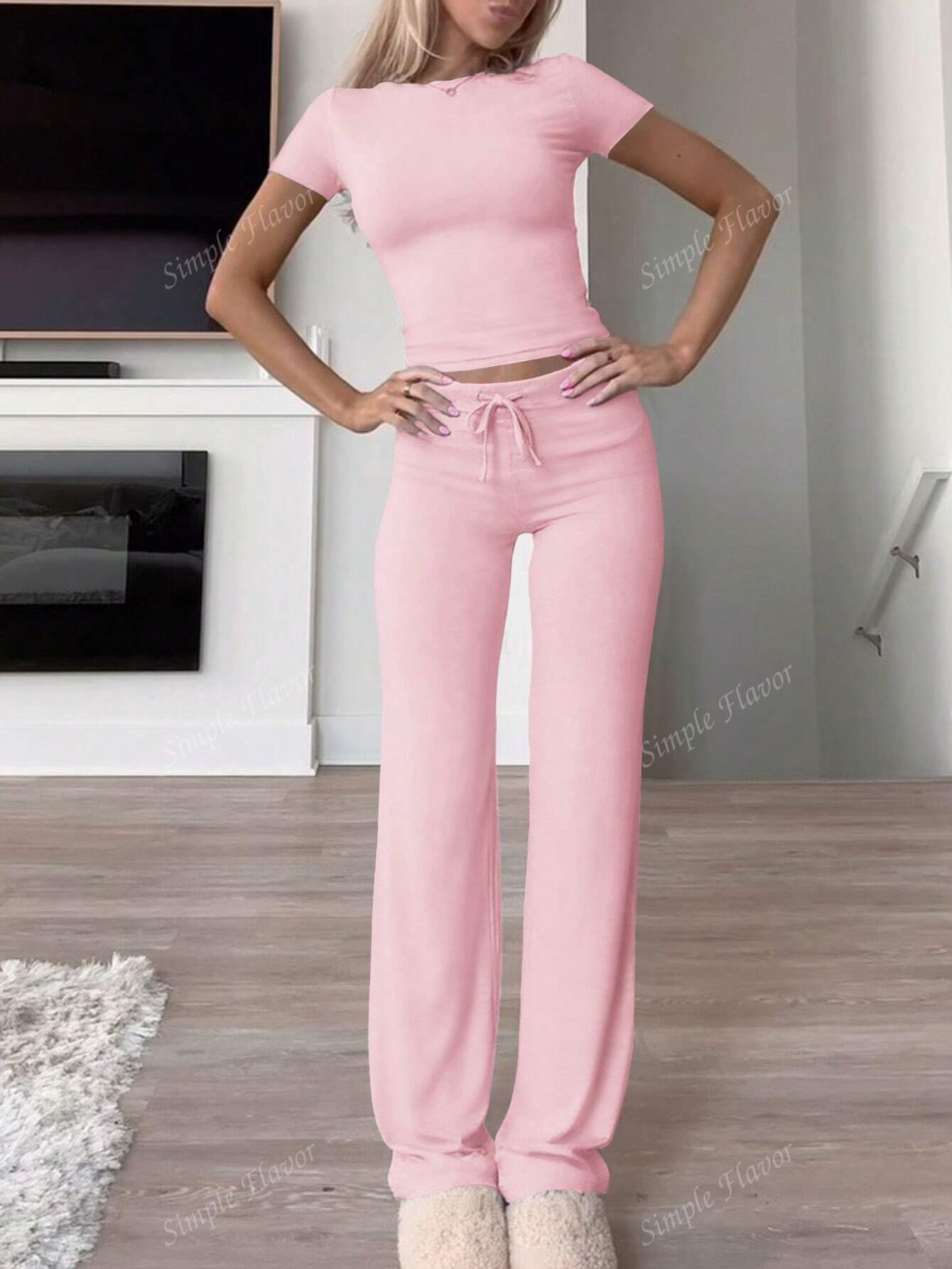 KAELIS™ Set | Soft Stretch 2-Piece T-Shirt & Pants Set