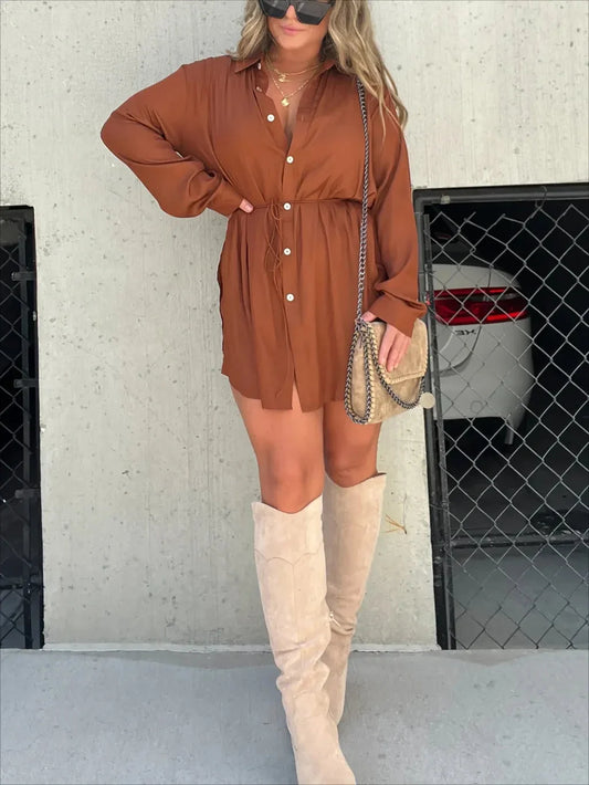 BECKIE™ Dress | Long Sleeve Shirt Dress | 50% OFF