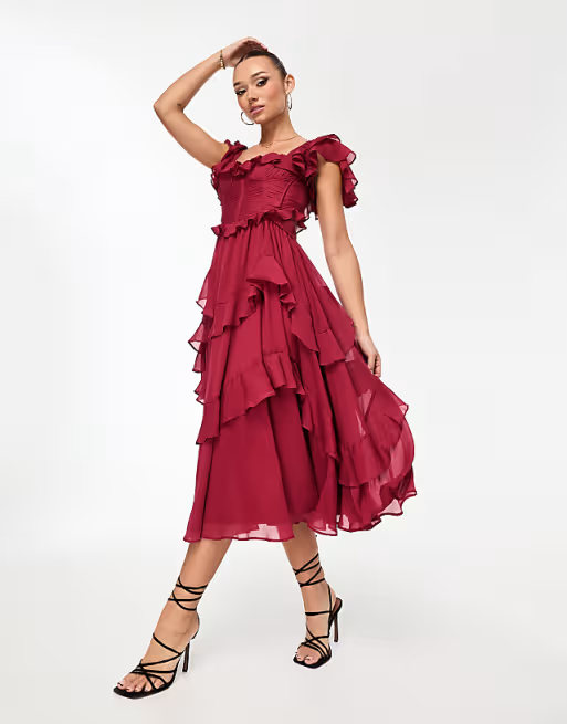 MIRELLA™ Dress | Ruffle Sleeve Backless Midi Dress