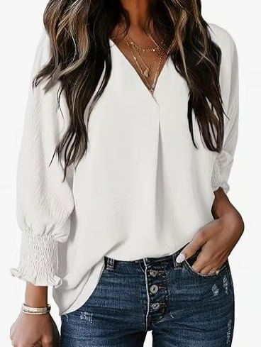 ARIA™ Top | Women's 3/4 Sleeve V-Neck Top Oversized | 50% OFF