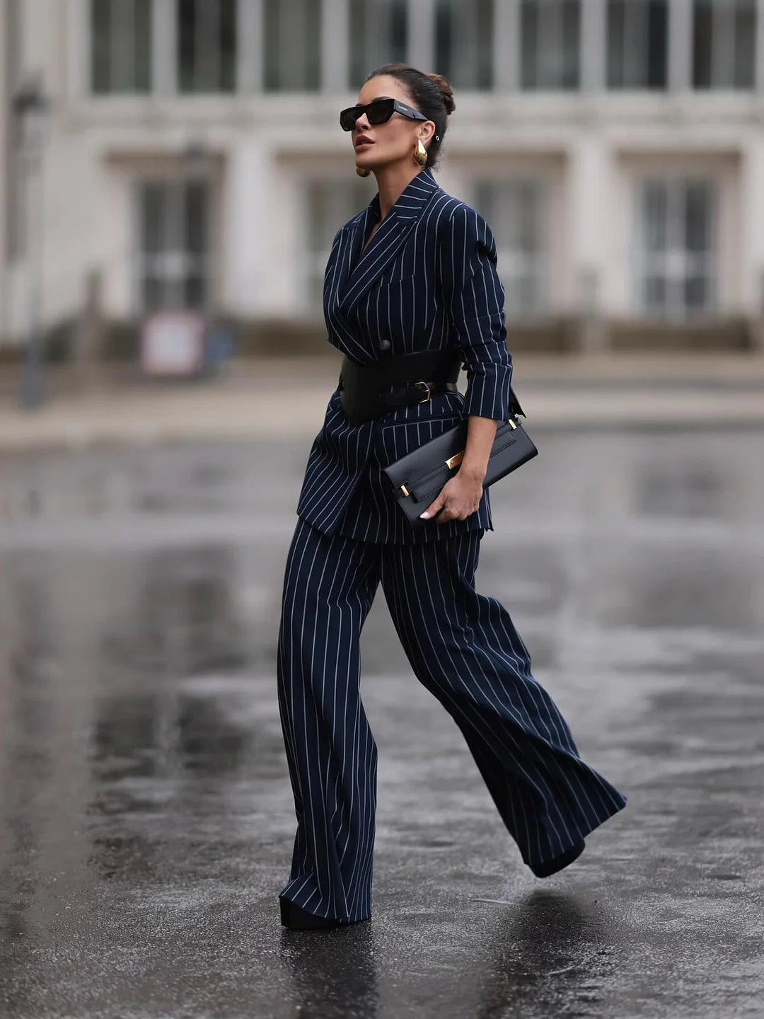 JESSICA™ Suit | Three-Piece Stripped Suit & High Waist Pants Set