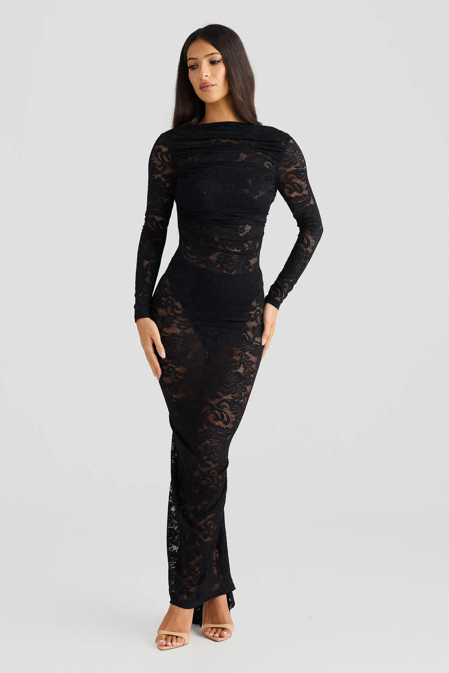 AMARA™ Dress | Bodycon Backless Lace See-Through Maxi Dress