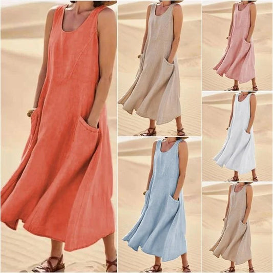 LISA™ Dress | Women's Sleeveless Cotton & Linen Dress | 50% OFF