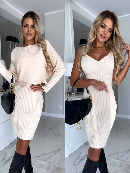 AZARIA™ Dress Set |  Knitted Sweater and Cami Dress Set