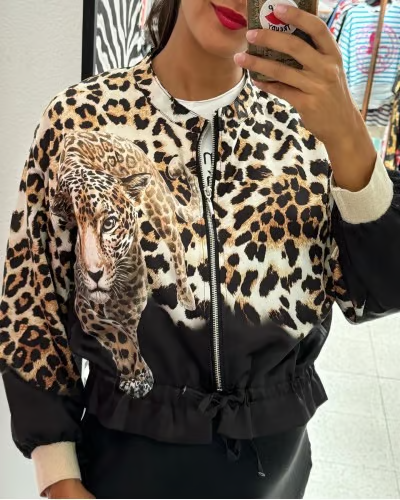 VIVIENNE™ Top | Leopard Print Zipper Jacket | 50% OFF