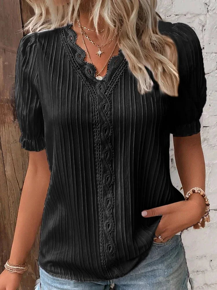 ABBEY™ Top | Lace V Neck Shirt | 50% OFF