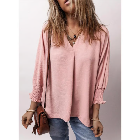 ARIA™ Top | Women's 3/4 Sleeve V-Neck Top Oversized | 50% OFF