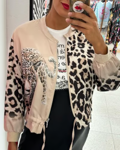 VIVIENNE™ Top | Leopard Print Zipper Jacket | 50% OFF