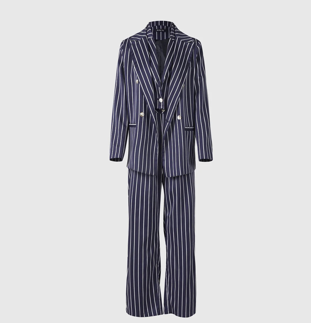 JESSICA™ Suit | Three-Piece Stripped Suit & High Waist Pants Set