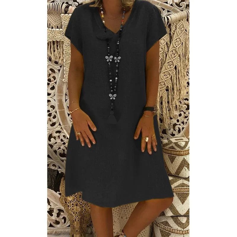 SARAH™ Dress | Linen Casual Midi Dress | 50% OFF