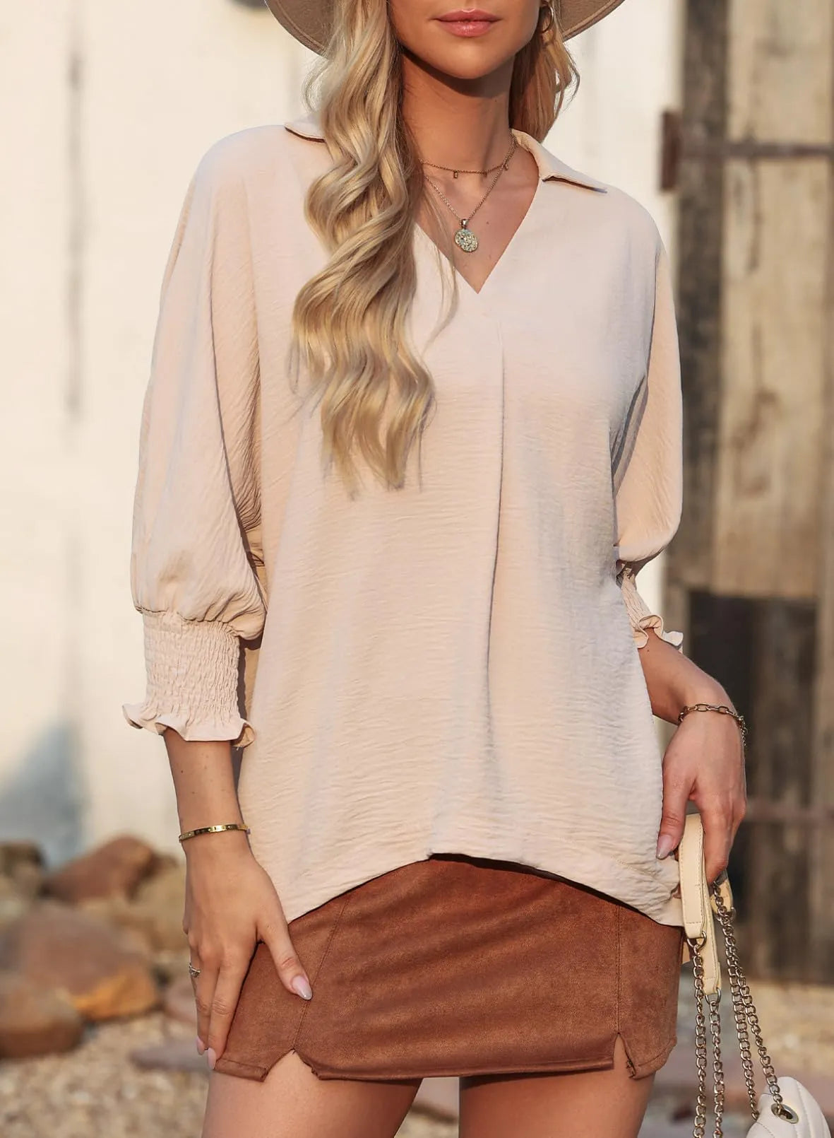 KELLY™ Top | V Neck Loose Fit Basic Tees