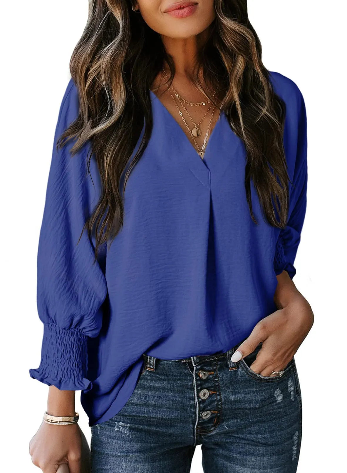 KELLY™ Top | V Neck Loose Fit Basic Tees