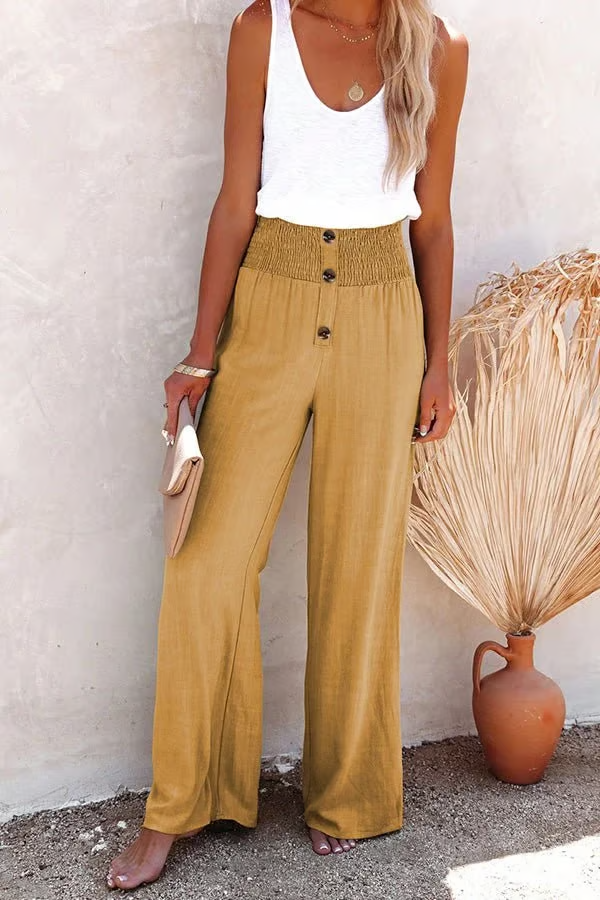 LAYLA™ Pants | High Rise Linen Blend Mocked Pants | 50% OFF