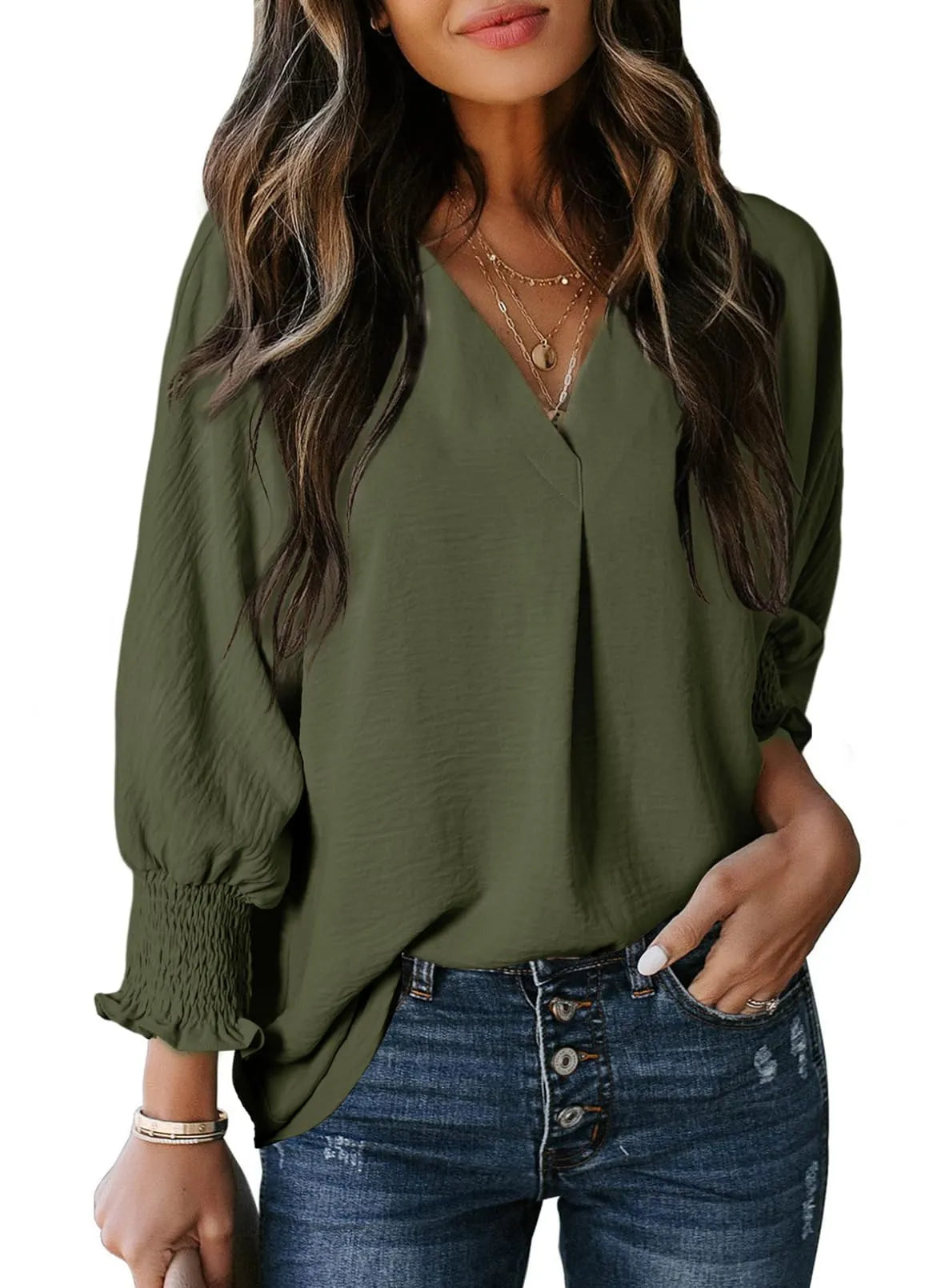 KELLY™ Top | V Neck Loose Fit Basic Tees