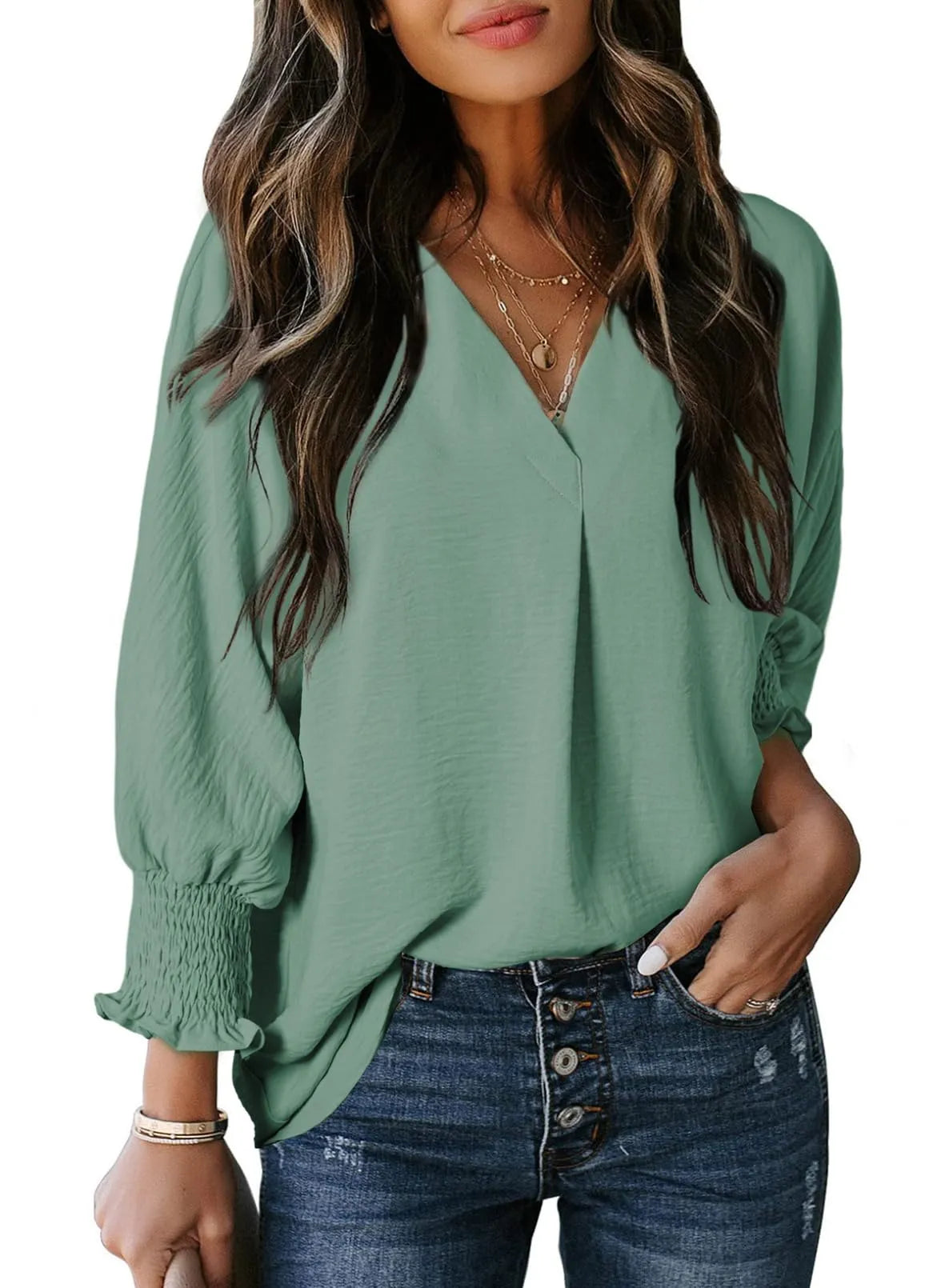 KELLY™ Top | V Neck Loose Fit Basic Tees