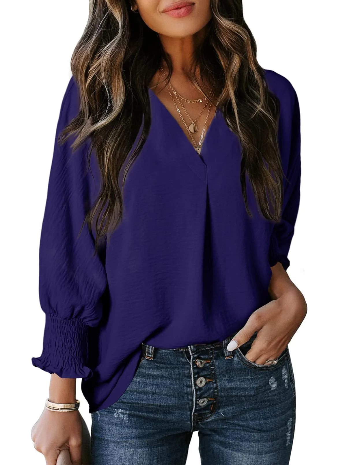 KELLY™ Top | V Neck Loose Fit Basic Tees