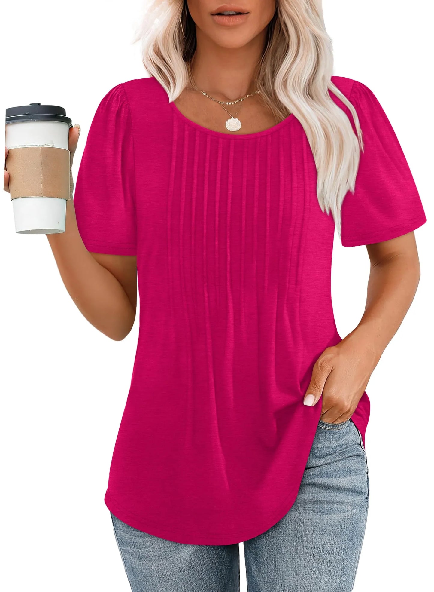 LILIA™ Top | Short Sleeve Scooped Neck Top